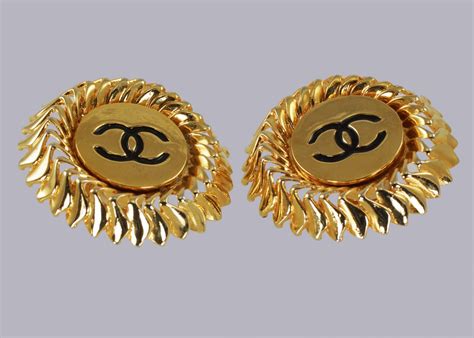 chanel fake gold earrings|vintage faux chanel earrings.